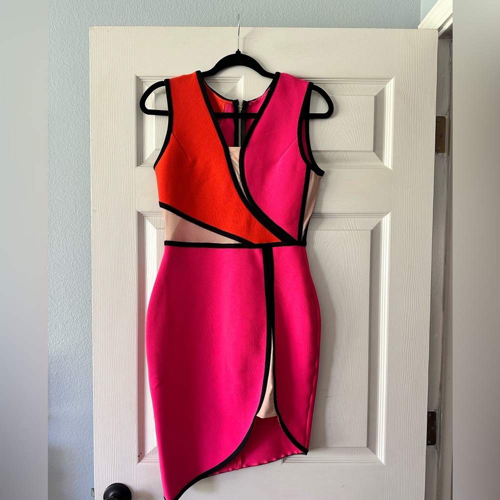 Wolddress Pink and Black Bandage Dress Size Medium